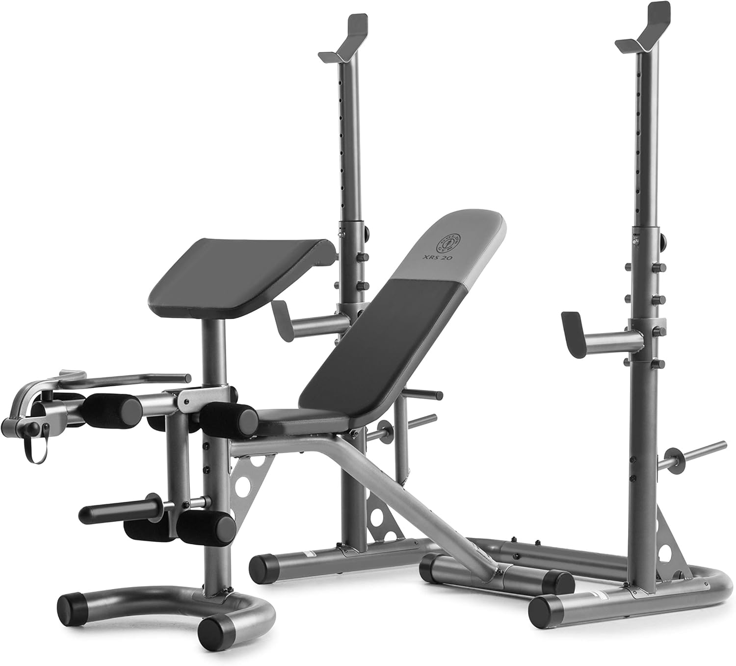 Amazon.com : Gold's Gym XRS 20 Adjustable Olympic Workout Bench with Squat Rack, Leg Extension, Preacher Curl, and Weight Storage : Sports & Outdoors