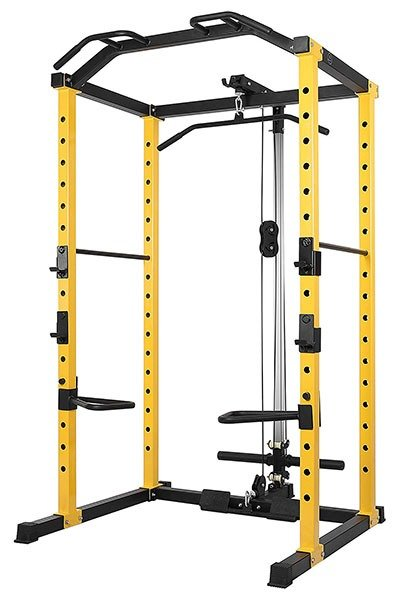 weight lifting cage with lat pulldown
