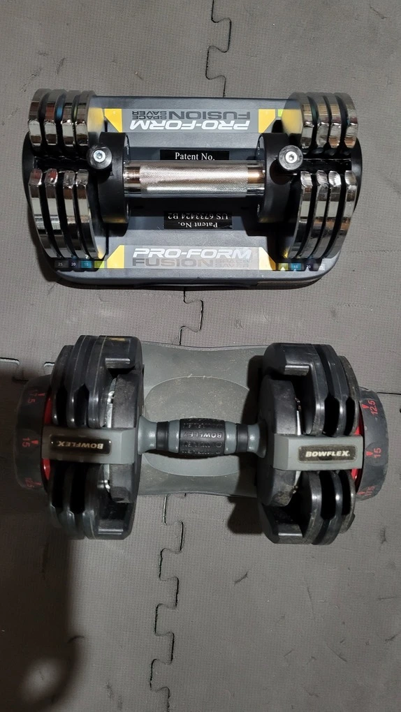 Another look at the two adjustable dumbbells