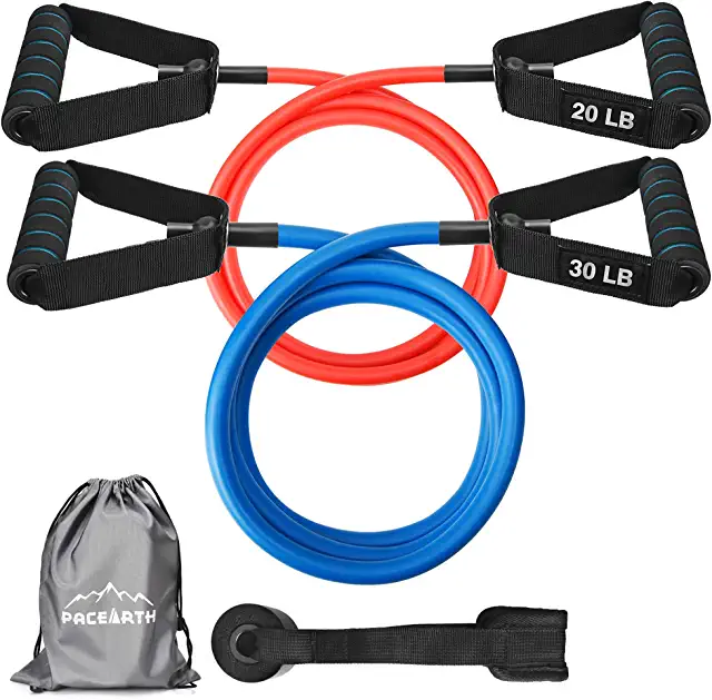 Resistance bands can fold up into a tiny carrying pouch