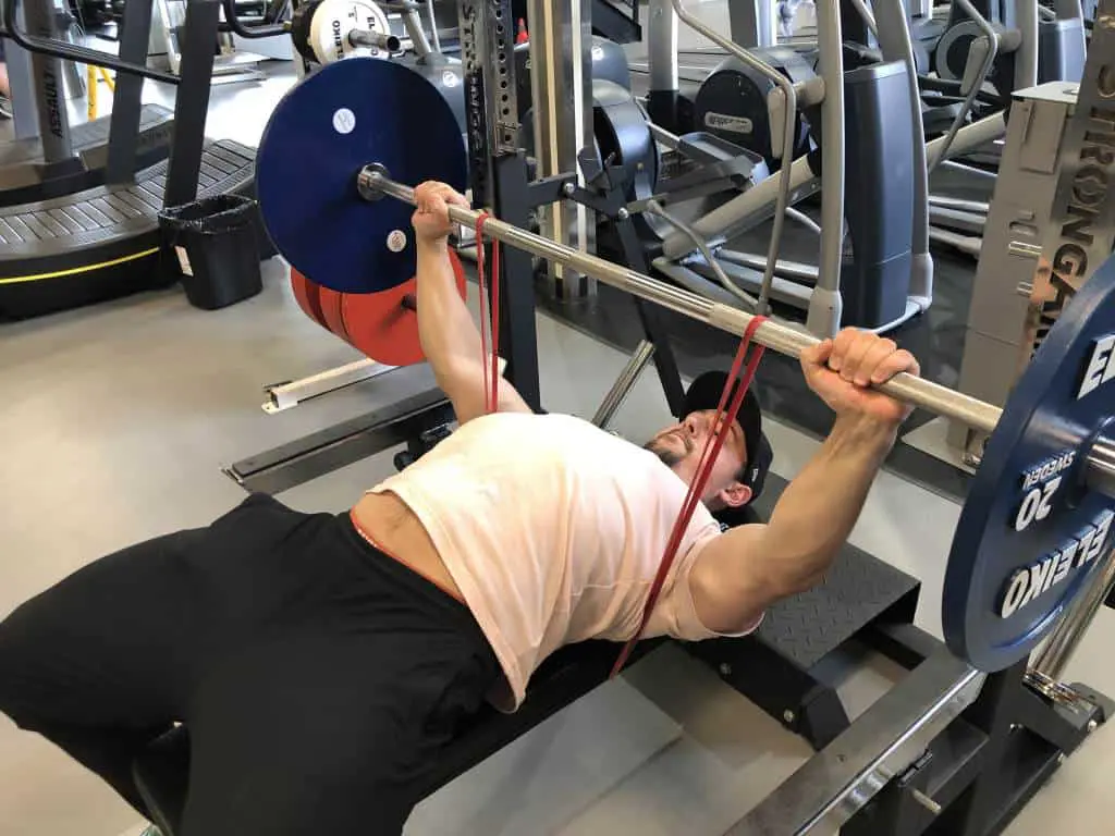 A banded bench press
