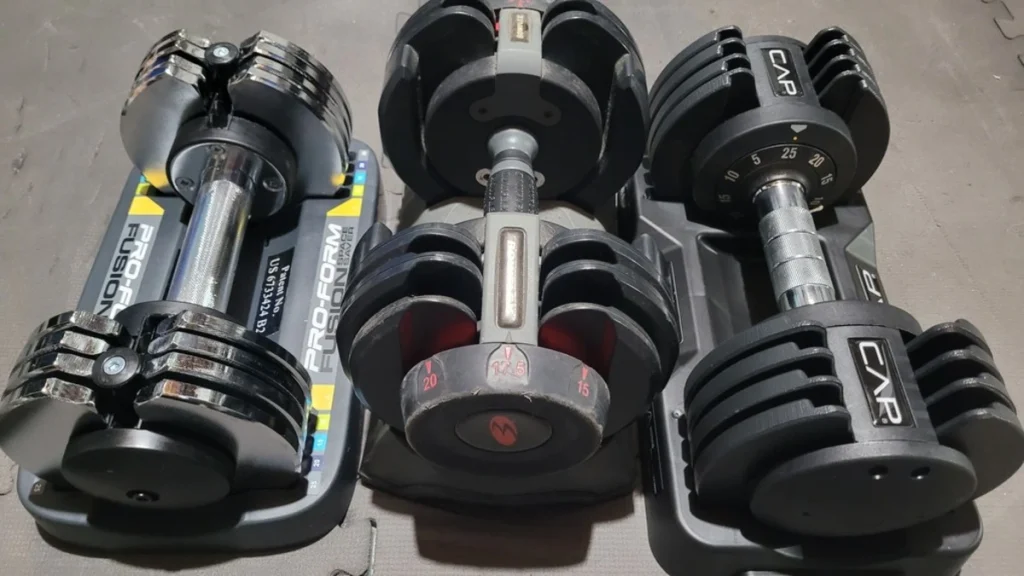 A comparison of the CAP adjustable dumbbells, the Pro-Form and the BowFlex