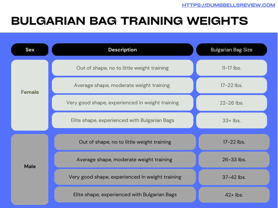 A guide on which size / weight Bulgarian bag to buy, based on your fitness level